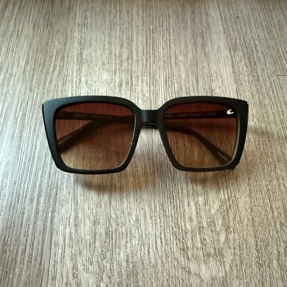 quay australia front cover matte black orange lens oversized square sunglasses Quay_AfterHours_ShinyBlackSmok  main image 3